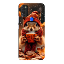 Печатный чехол «Зверята с кофе» для Blackview A70 – Белка с кофе