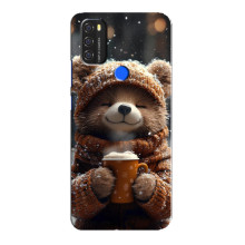 Печатный чехол «Зверята с кофе» для Blackview A70 – Мишка с кофе