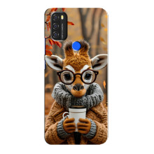 Печатный чехол «Зверята с кофе» для Blackview A70 – Жираф с кофе