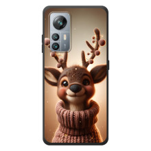 Яркий чехол для Blackview A85 с Зимними Оленятами (Олень в свитере)