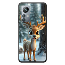 Яркий чехол для Blackview A85 с Зимними Оленятами (Оленёнок в лесу)