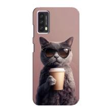 Чехол с принтом стильные животные для блеквью А90 (Кот с кофе)