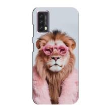 Чехол с принтом стильные животные для блеквью А90 (Лев в очках)