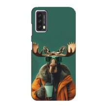 Чехол с принтом стильные животные для блеквью А90 (Лось с кофе)