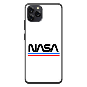 Силиконовый бампер с принтом "Наса" на Blackview A95 – NASA на белом фоне