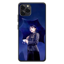 Чехлы Венсдей на Blackview A95 Уэнсдей (AlphaPrint) – Уэнздей с зонтом