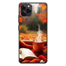 Чехол с уникальным дизайном «Осень с кофе» для Blackview A95 – Кофе и дождь