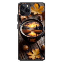 Чехол с уникальным дизайном «Осень с кофе» для Blackview A95 – Тёмный кофе