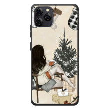Рождественские, Праздничные Чехлы для Блэквью А95 – Девушка с елкой