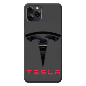 Силіконовий бампер з картинкою машини на Blackview A95 – Logo TESLA