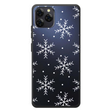 Зимние Чехлы для Блэквью А95 - прозрачный фон (Белые снежинки)