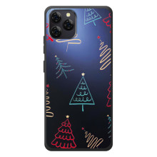 Зимние Чехлы для Блэквью А95 - прозрачный фон (Рождественские елки)