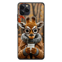 Друкований чохол 'Звірята з кавою' для Blackview A95 (Жираф з кавою)