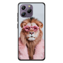 Чехол с принтом стильные животные для Блэквью А96 (Лев в очках)