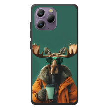 Чехол с принтом стильные животные для Блэквью А96 (Лось с кофе)