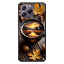 Чехол с уникальным дизайном «Осень с кофе» для Blackview A96 – Тёмный кофе
