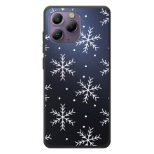 Зимние Чехлы для Блэквью А96 - прозрачный фон – Белые снежинки