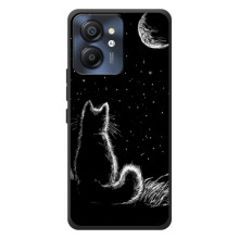 Чехол с принтом для Blackview Color 8 (AlphaPrint) Модные коты (Котик и луна)