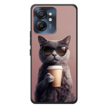 Чехол с принтом стильные животные для Блэквью Цвет 8 (Кот с кофе)
