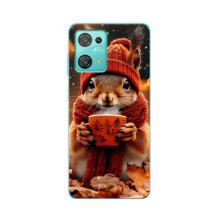 Печатный чехол «Зверята с кофе» для Blackview Oscal C30 Pro – Белка с кофе