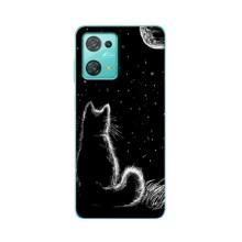 Чохол з принтом для Blackview Oscal C30 (AlphaPrint) Модні коти (Котик і місяць)