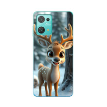 Яркий чехол для Blackview Oscal C30 с Зимними Оленятами (Оленёнок в лесу)