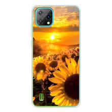 Чехол с Цветами для Blackview Oscal C60 (поле подсолнухов)