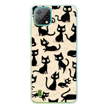 Чехол с рисунком кот на Blackview Oscal C60 (Черные коты)