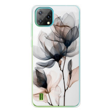 Чохол з квітковим принтом на 
Блeків'ю Осeкл С60 
 – Квіти на білому