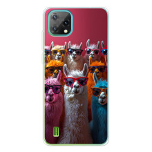 Чохол з принтом стильні тварини для 
Блeків'ю Осeкл С60 
 – Лами в окулярах