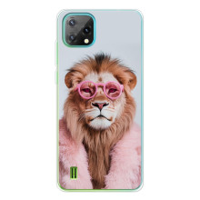 Чохол з принтом стильні тварини для 
Блeків'ю Осeкл С60 
 – Лев в окулярах