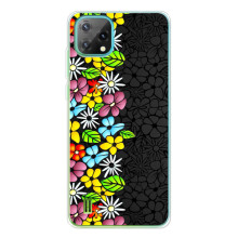 Силиконовый бампер с принтом (цветочки) на ,Блэквью Осокал С60 (Яркие цветы на черном)