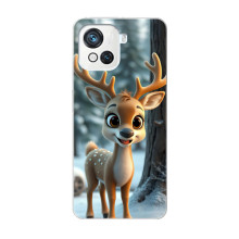 Яркий чехол для Blackview Oscal C80 с Зимними Оленятами – Оленёнок в лесу