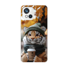 Печатный чехол «Зверята с кофе» для Blackview Oscal C80 – Тигр с кофе
