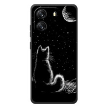 Чохол з принтом для Blackview Oscal Flat 1C (AlphaPrint) Модні коти – Котик і місяць