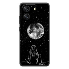 Чохол з малюнком кіт на Blackview Oscal Flat 1C (Дівчина з котом)