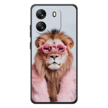 Чохол з принтом стильні тварини для Чорто́в В'ю Оскал Флєт 1С (Лев в окулярах)