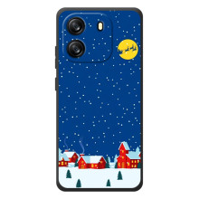 Силиконовый бампер на рождество для Blackview Oscal Flat 1C (Город в снегу)
