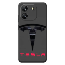 Силиконовый бампер с картинкой машины на Blackview Oscal Flat 1C (Logo TESLA)