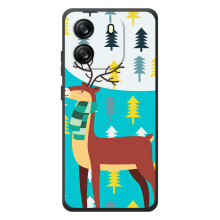 Силиконовый бампер с картинкой животных для Blackview Oscal Flat 1C (Олень с шарфом)