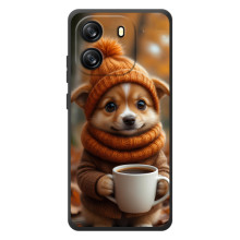 Печатный чехол «Зверята с кофе» для Blackview Oscal Flat 1C (Песик с кофе)