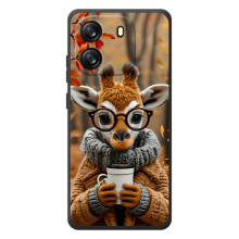 Печатный чехол «Зверята с кофе» для Blackview Oscal Flat 1C (Жираф с кофе)