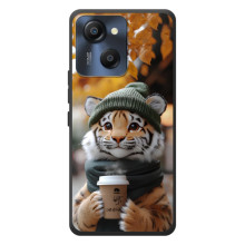 Печатный чехол «Зверята с кофе» для Blackview Oscal Modern 8 (Тигр с кофе)