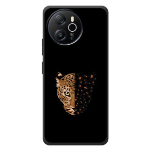Чехол с леопардовым принтом на Blackview Oscal Tiger 12 – Леопард на черном