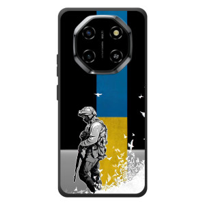 Чехол с украинским воином на Blackview Shark 6 (Воин с флагом)