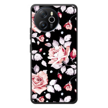 Чехлы с Цветами для Blackview Shark 8 (VPrint) (Цветочки на черном)