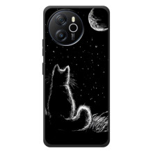 Чохол з принтом для Blackview Shark 8 (AlphaPrint) Модні коти (Котик і місяць)