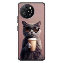 Чехол с принтом стильные животные для Блэквью Шарк 8 (Кот с кофе)