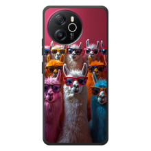 Чехол с принтом стильные животные для Блэквью Шарк 8 (Ламы в очках)