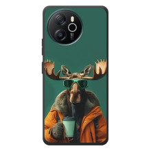 Чехол с принтом стильные животные для Блэквью Шарк 8 (Лось с кофе)